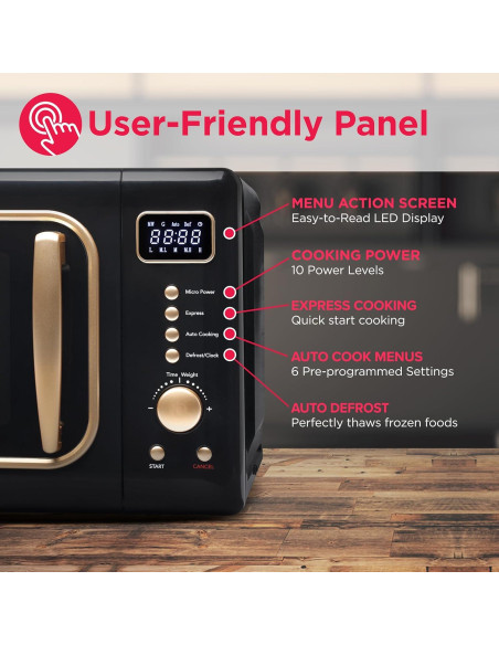 Microondas Retro Frigidaire EMW788 19.8L 900W Negro-Dorado