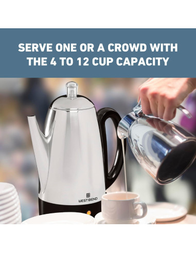 Cafetera Eléctrica Percoladora West Bend 12 Tazas Acero Inoxidable