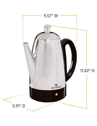Cafetera Eléctrica Percoladora West Bend 12 Tazas Acero Inoxidable