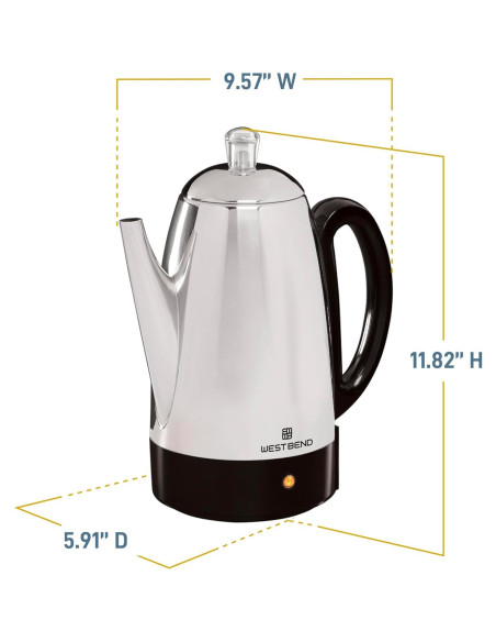 Cafetera Eléctrica Percoladora West Bend 12 Tazas Acero Inoxidable