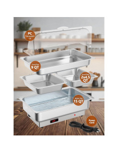 Juego de Platos Calentadores Eléctricos Buffet GarveeHome 2 Paquete 2