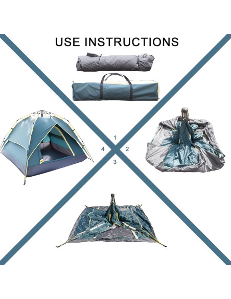 Carpa Automática XL para 3 Personas Impermeable Verde Militar