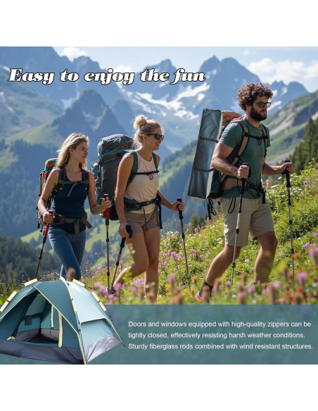 Carpa Automática XL para 3 Personas Impermeable Verde Militar