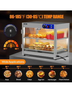 Calentador de Comida ROVSUN 800W 2 Niveles Acero Inoxidable 2