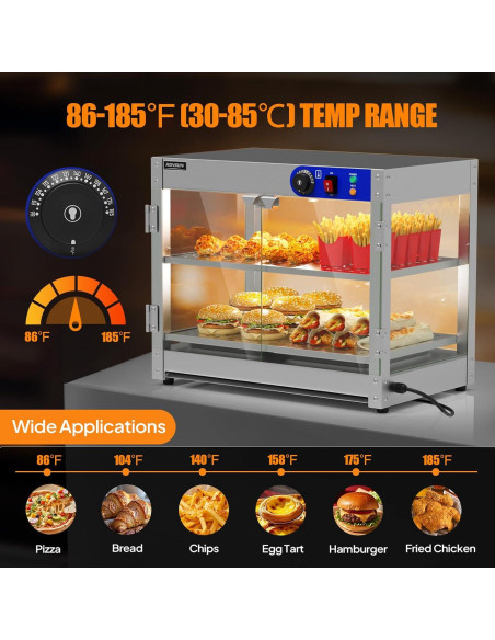 Calentador de Comida ROVSUN 800W 2 Niveles Acero Inoxidable