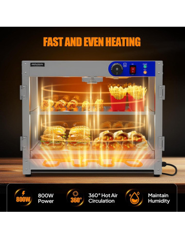 Calentador de Comida ROVSUN 800W 2 Niveles Acero Inoxidable