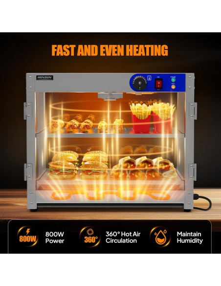 Calentador de Comida ROVSUN 800W 2 Niveles Acero Inoxidable