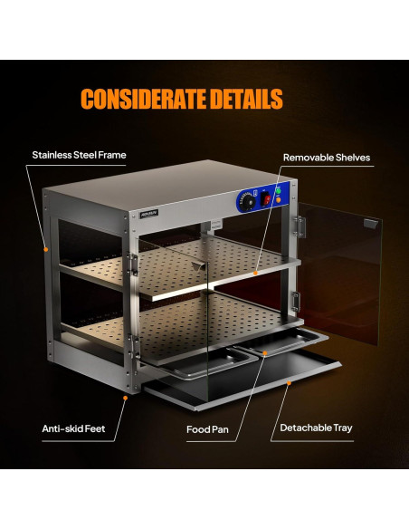 Calentador de Comida ROVSUN 800W 2 Niveles Acero Inoxidable