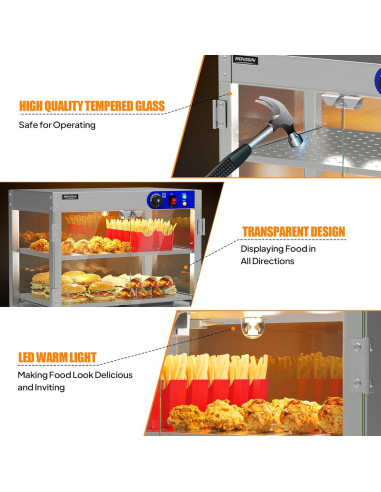 Calentador de Comida ROVSUN 800W 2 Niveles Acero Inoxidable