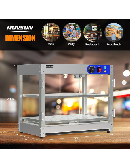 Calentador de Comida ROVSUN 800W 2 Niveles Acero Inoxidable