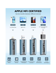 Unidad Flash USB 256GB ROSPE MFi para iPhone y Android 2