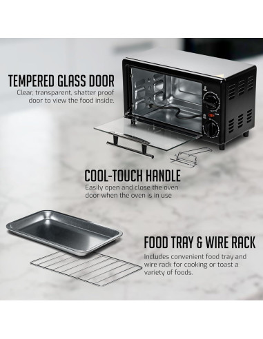 Horno Tostador OVENTE TO2808B 8L 750W con Temporizador 60min