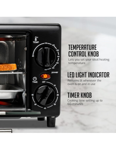 Horno Tostador OVENTE TO2808B 8L 750W con Temporizador 60min