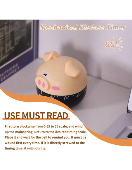 Temporizador de Cocina Mecánico HERCHR Cerdo 55 Minutos Caqui