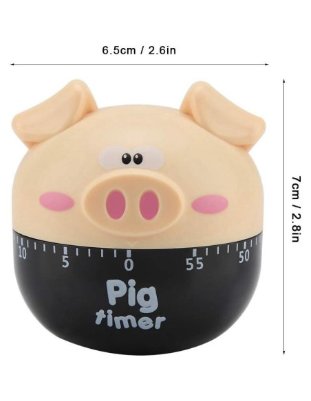 Temporizador de Cocina Mecánico HERCHR Cerdo 55 Minutos Caqui