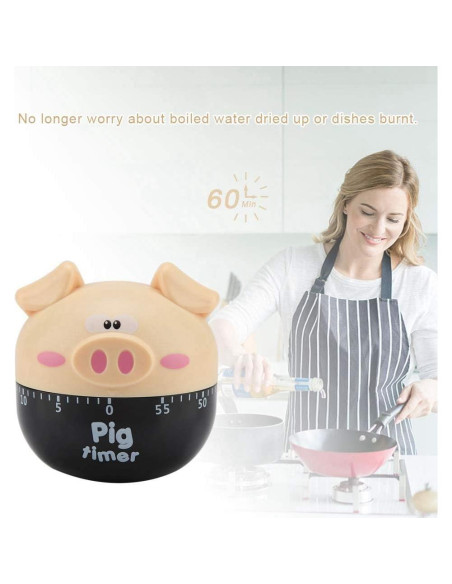 Temporizador de Cocina Mecánico HERCHR Cerdo 55 Minutos Caqui
