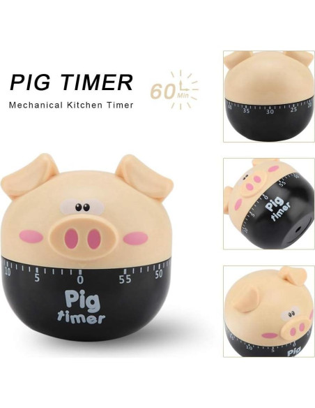 Temporizador de Cocina Mecánico HERCHR Cerdo 55 Minutos Caqui