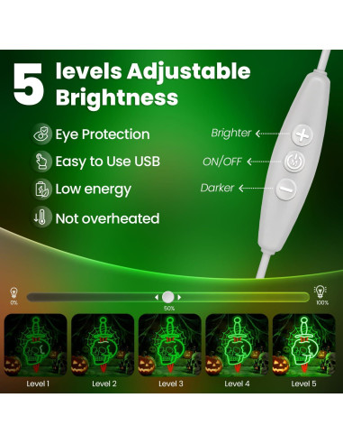 Luz de Neón Calavera con Daga Sneignon 40x27cm Halloween