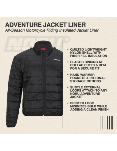 Forro de Chaqueta de Motocicleta Noru Adventure Negro X-Pequeño