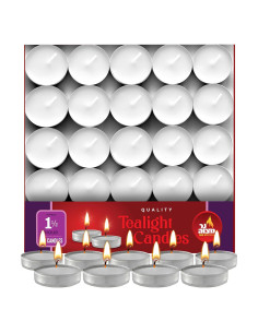 Velas Tealight Ner Mitzvah Blancas Sin Aroma - Paquete de 100