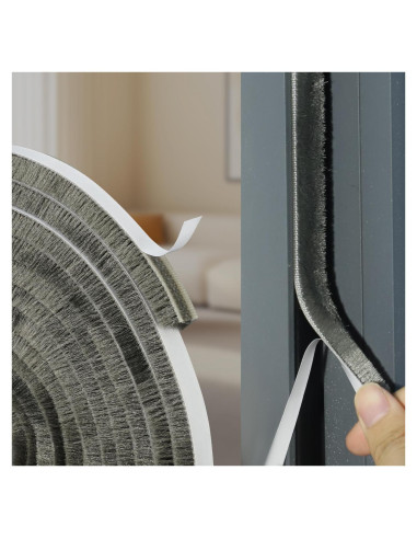 Burlete de Cepillo Autoadhesivo Fairooth 15.24m x 0.89cm Gris