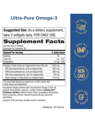 Omega 3 Ultra Puro Pureza 60 geles blandos Limón