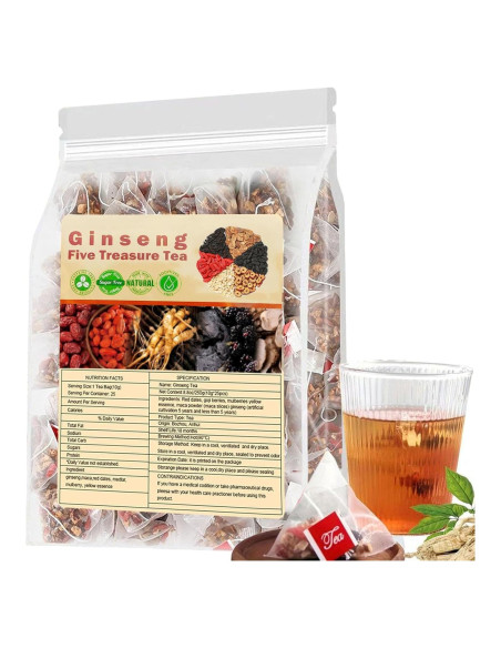 Té de Ginseng Cinco Tesoros Wubao - 25 Bolsas 249g