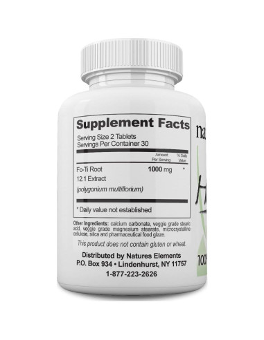 Extracto de Raíz Fo-Ti 1000mg Elementos de la Naturaleza 60 Tabletas