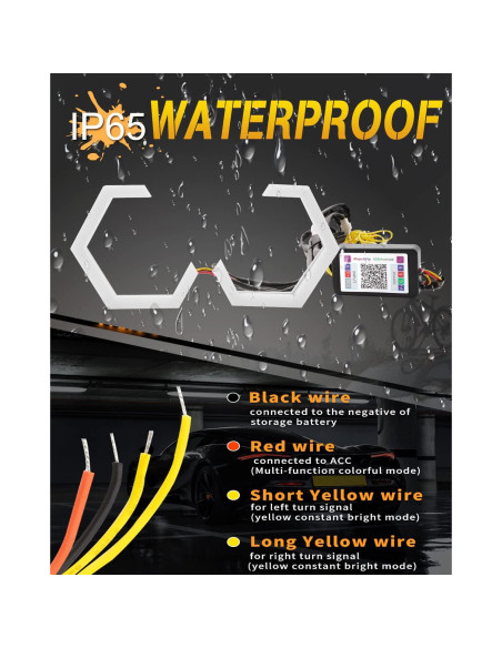 Anillos Halo RGB Qasim 70MM DRL Luz de Conducción Diurna