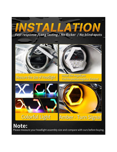 Anillos Halo RGB Qasim 70MM DRL Luz de Conducción Diurna