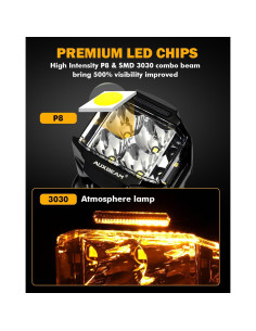 Luces LED Auxbeam 4" V-MAX 92W Offroad DRL Ámbar 2