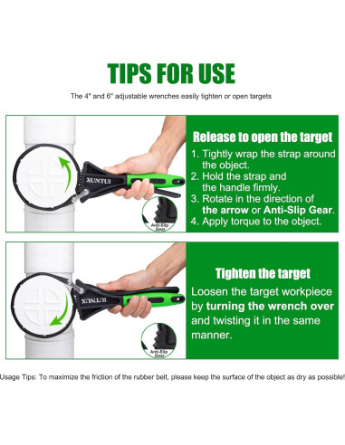 Juego de Llaves de Correa XUNTUI 2 Tamaños 10.16 cm y 15.24 cm