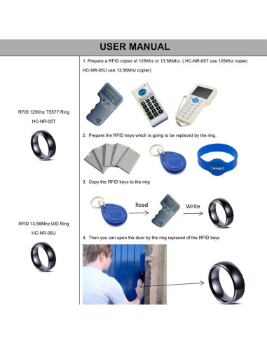 Anillo inteligente RFID T5577 Hecere 18mm Cerámica Negra