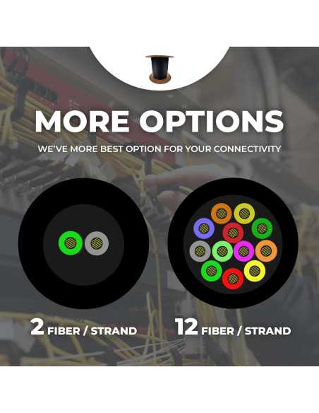 Cable de fibra óptica 6 hebras Corning 1000 pies monomodo