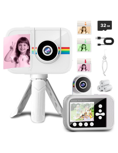 Cámara Instantánea GUEDIEO K23 para Niños 48MP 32GB Blanco