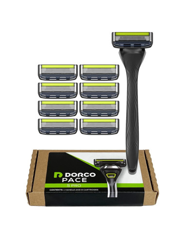 Cuchillas de Afeitar Dorco Pace 5 Pro - 1 Mango + 9 Cartuchos