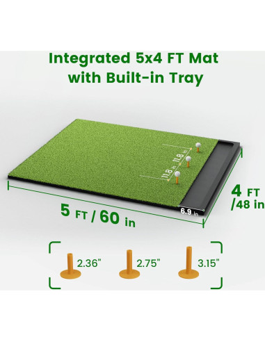 Alfombra de Golf Plegable Golfpar 5x1.52m con Bandeja y 3 Tees