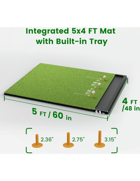 Alfombra de Golf Plegable Golfpar 5x1.52m con Bandeja y 3 Tees