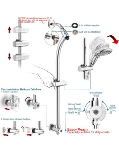 Cabezal de Ducha de Mano y Lluvia Egretshower 5 Funciones Cromo 2