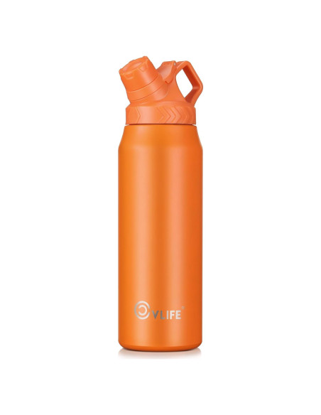Botella de Agua CVLIFE 0.91L Inclinada Acero Inoxidable Naranja