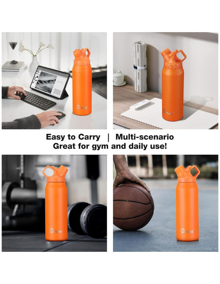 Botella de Agua CVLIFE 0.91L Inclinada Acero Inoxidable Naranja