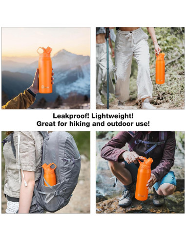 Botella de Agua CVLIFE 0.91L Inclinada Acero Inoxidable Naranja