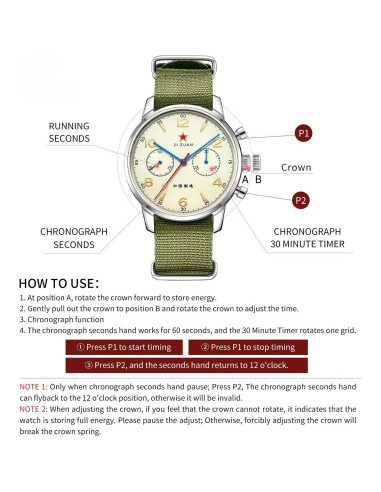 Reloj mecánico cronógrafo militar TOPHILL 1963 40mm acero