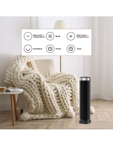 Calefactor Eléctrico de Torre VOCRS 1500W Oscilante 70 61cm