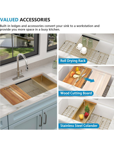 Fregadero de Cocina Fulorni 30" Blanco Compuesto de Granito