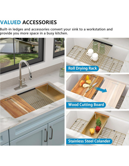 Fregadero de Cocina Fulorni 30" Blanco Compuesto de Granito