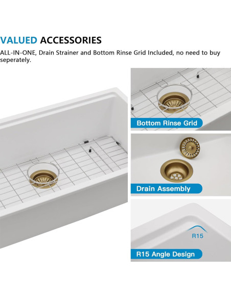 Fregadero de Cocina Fulorni 30" Blanco Compuesto de Granito