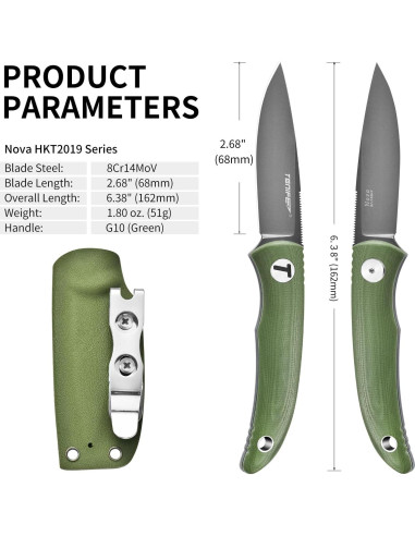 Cuchillo Mini de Cuello TONIFE Nova 6.8 cm con Funda Kydex