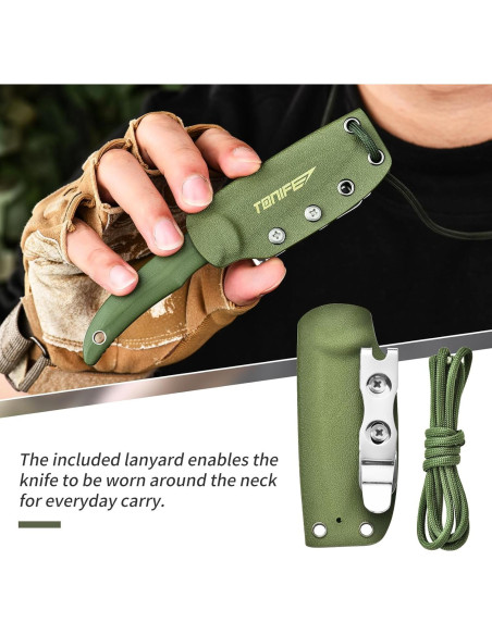 Cuchillo Mini de Cuello TONIFE Nova 6.8 cm con Funda Kydex