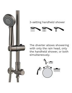 Sistema de Ducha de Lluvia Fennocasa Polaris 1, 8" y Ducha de Mano 2